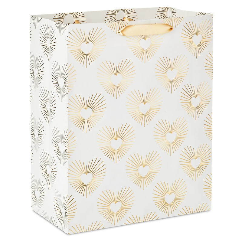 13" Gold Hearts on White Large Gift Bag for only USD 4.99 | Hallmark