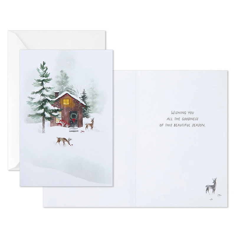 Snowy Cabin and Deer Packaged Christmas Cards, Set of 5 for only USD 5.00 | Hallmark