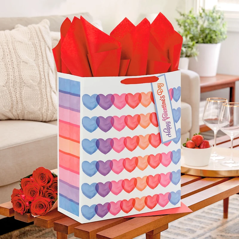 15.5" Pastel Hearts X-Large Valentine's Day Gift Bag With Tissue Paper for only USD 7.49 | Hallmark