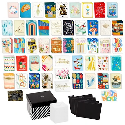 Festive and Colorful Assorted Blank All-Occasion Cards in Geometric Striped Organizer Box, Pack of 100 for only USD 29.99 | Hallmark
