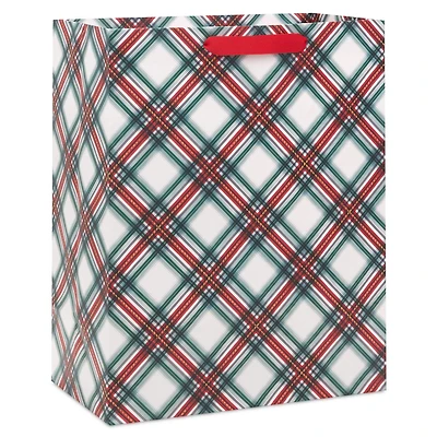 13" Festive Red and Green Plaid Large Holiday Gift Bag for only USD 4.49 | Hallmark