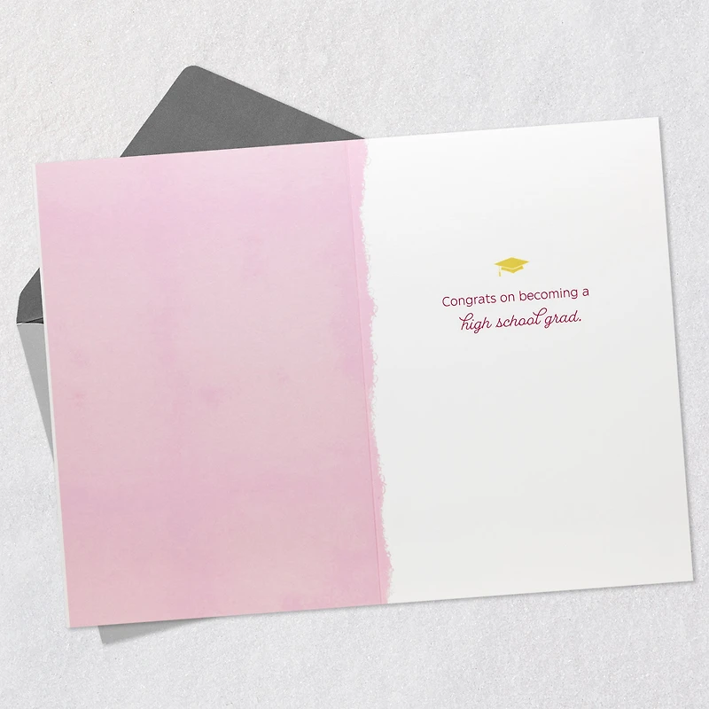 Sparkly Pink and Gold Mortarboard Cap High School Graduation Card for Her for only USD 6.59 | Hallmark