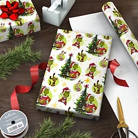 Dr. Seuss's How the Grinch Stole Christmas!™ Grinch Vignettes on White Wrapping Paper Roll, 25 sq. ft. for only USD 4.99 | Hallmark