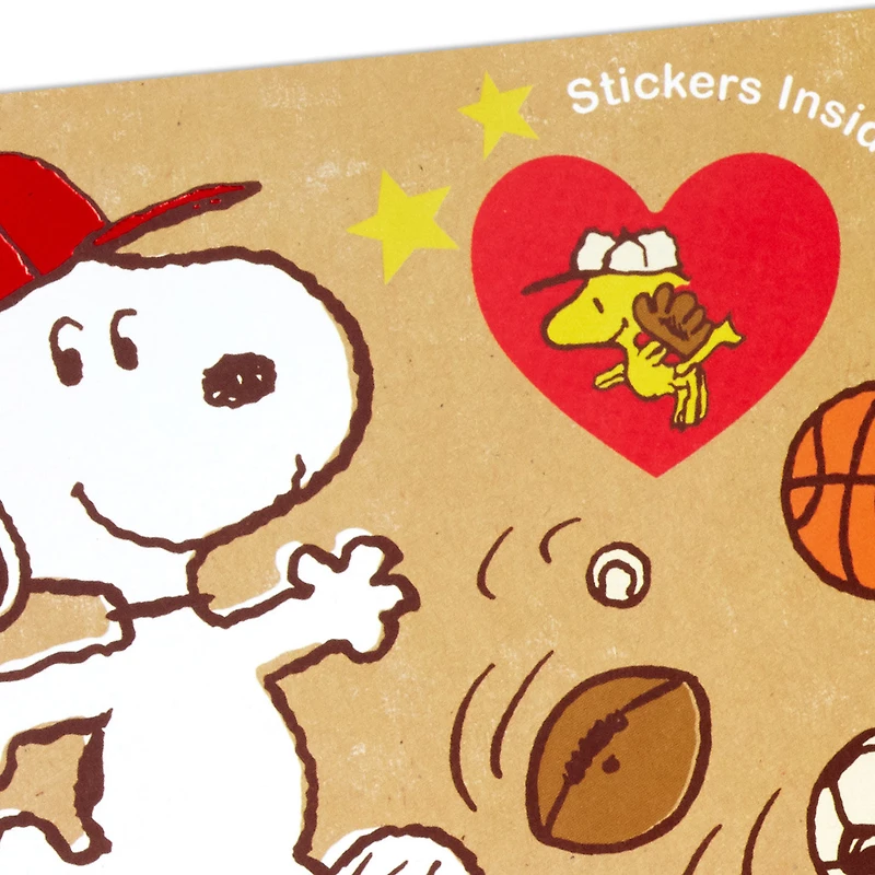 Peanuts® Snoopy and Woodstock Hope It's a Winner Valentine's Day Card With Sports Stickers for only USD 4.99 | Hallmark