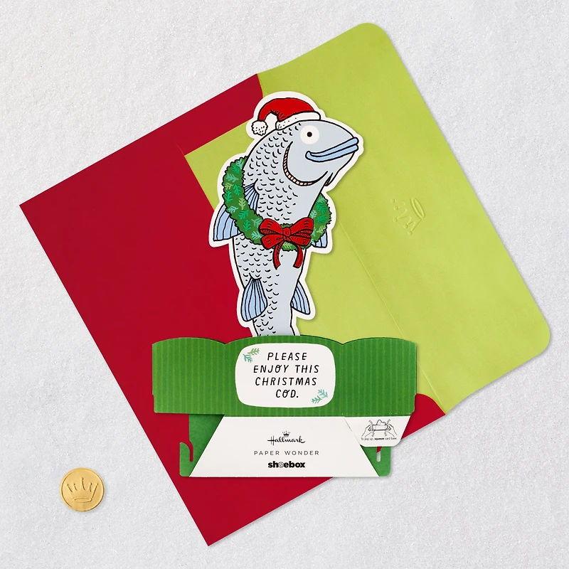 Christmas Cod Fish Pun Funny 3D Pop-Up Christmas Card for only USD 7.99 | Hallmark