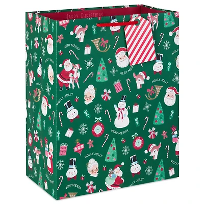 13" Vintage Icons on Green Large Christmas Gift Bag for only USD 4.49 | Hallmark