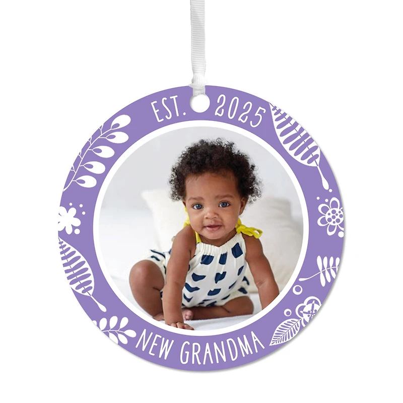 New Grandma Round Metal Personalized Ornament, Custom Photo and Text for only USD 17.99 | Hallmark
