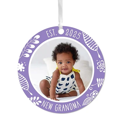 New Grandma Round Metal Personalized Ornament, Custom Photo and Text for only USD 17.99 | Hallmark