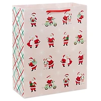 15.5" Vintage Santa Scenes on Pink Extra-Large Christmas Gift Bag for only USD 4.99 | Hallmark