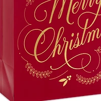 9.6" Gold Merry Christmas on Dark Red Medium Gift Bag for only USD 3.99 | Hallmark
