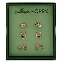 Hallmark x Opry® Crystal and Gold-Tone Stud Earrings, Set of 3 for only USD 28.00 | Hallmark