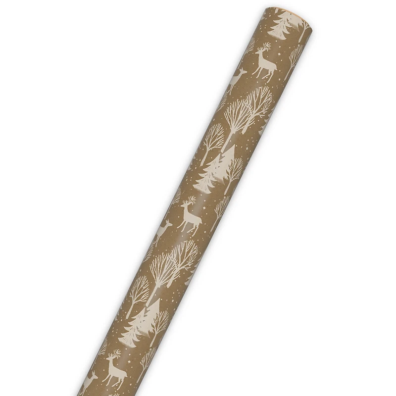 Deer and Tree Silhouettes on Brown Jumbo Christmas Wrapping Paper Roll, 90 sq. ft. for only USD 9.99 | Hallmark