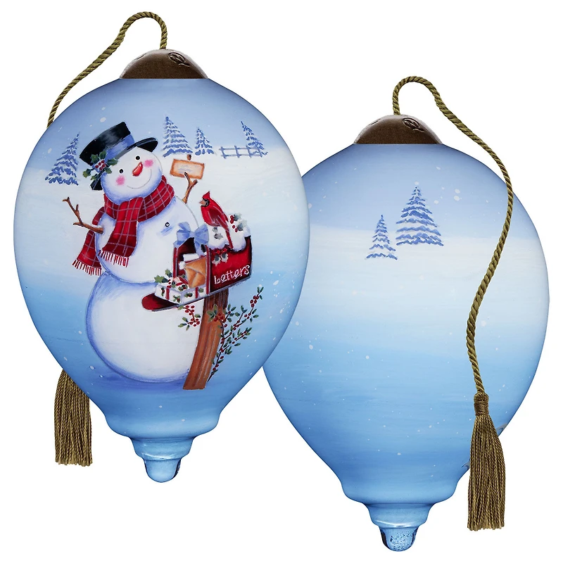 Ne'Qwa Art Christmas Wishes Snowman at Mailbox Glass Ornament for only USD 35.00 | Hallmark