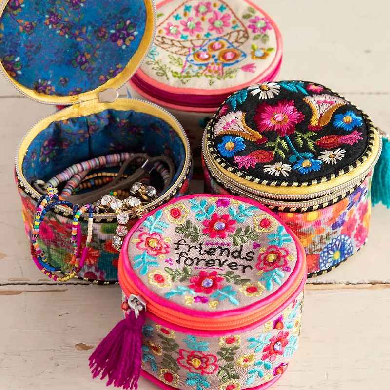 Natural Life Folk Floral Embroidered Jewelry Round for only USD 19.99 | Hallmark