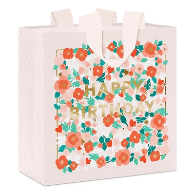 10.4" Happy Birthday Floral on Pink Large Square Gift Bag for only USD 9.99 | Hallmark