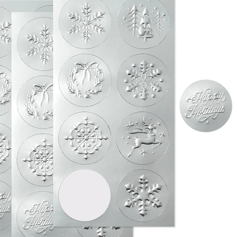 Silver Foil Embossed Holiday Seals, 3 sheets for only USD 3.49 | Hallmark
