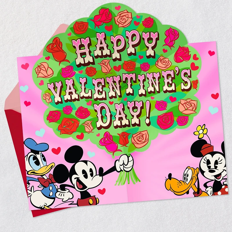 Disney Mickey Mouse and Friends Flower Bouquet Funny Pop-Up Valentine's Day Card for only USD 5.99 | Hallmark