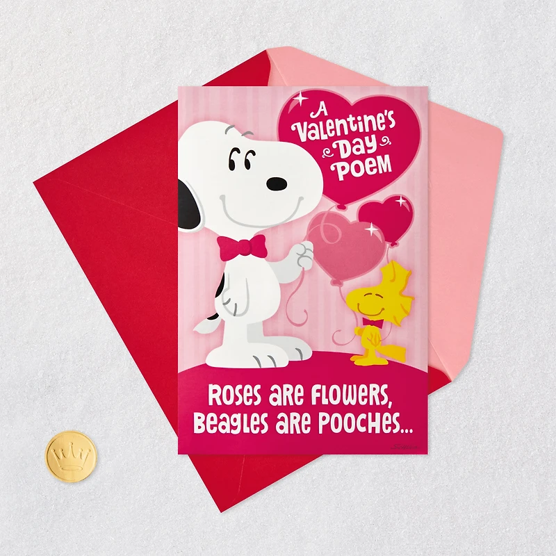 Peanuts® Snoopy and Woodstock Hugs and Smooches Funny Musical Pop-Up Valentine's Day Card for only USD 6.99 | Hallmark