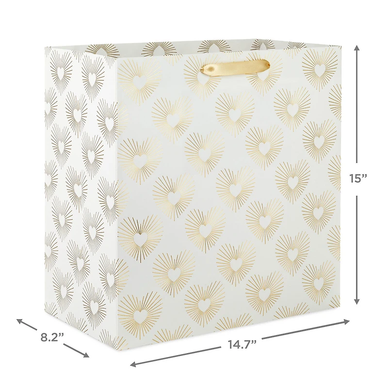 15" Gold Hearts on White Extra-Deep Gift Bag for only USD 5.99 | Hallmark