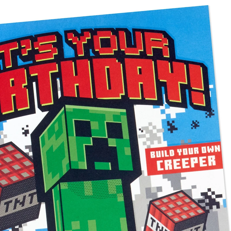 Minecraft Have a Blast Birthday Card for Kids With Build-Your-Own Creeper for only USD 5.59 | Hallmark