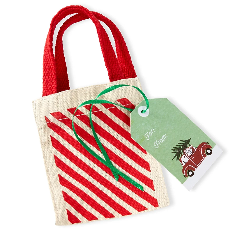 5.1" Candy Cane Stripe Mini Christmas Fabric Gift Tote for only USD 4.99 | Hallmark