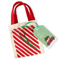 5.1" Candy Cane Stripe Mini Christmas Fabric Gift Tote for only USD 4.99 | Hallmark