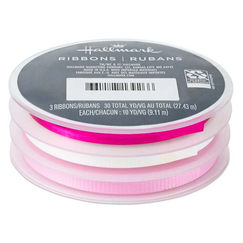 Light Pink/White/Metallic Hot Pink 3-Pack Curling Ribbon, 90' total for only USD 2.99 | Hallmark