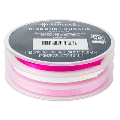Light Pink/White/Metallic Hot Pink 3-Pack Curling Ribbon, 90' total for only USD 2.99 | Hallmark