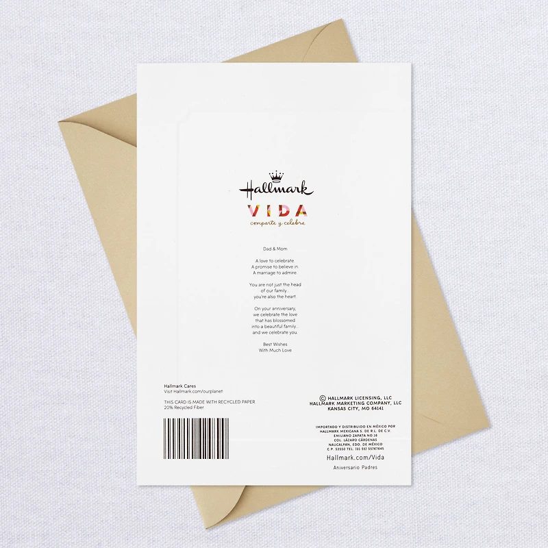 Heart of Our Family Spanish-Language Anniversary Card for Papá & Mamá With Keepsake Sentiment for only USD 4.99 | Hallmark