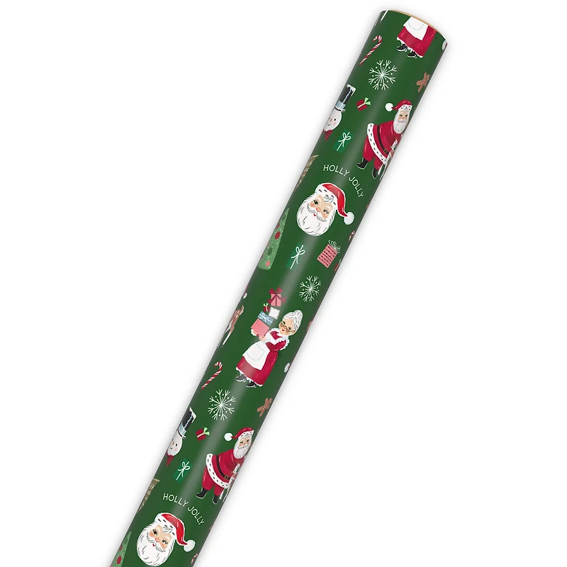 Retro Christmas Friends on Green Wrapping Paper Roll, 35 sq. ft. for only USD 4.99 | Hallmark