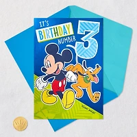 Disney Mickey Mouse and Pluto Third Birthday Card for Kid With Sticker for only USD 6.99 | Hallmark