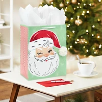 13" Retro Santa on Green Large Christmas Gift Bag for only USD 4.99 | Hallmark