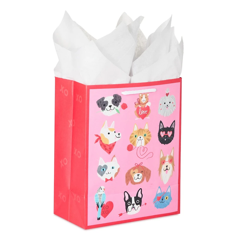 9.6" Happy Heart Day Pets Medium Valentine's Day Gift Bag With Tissue Paper for only USD 5.99 | Hallmark