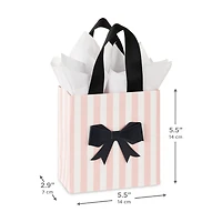 5.5" Black Bow on Pink Stripes Small Gift Bag With Tissue Paper for only USD 8.99 | Hallmark