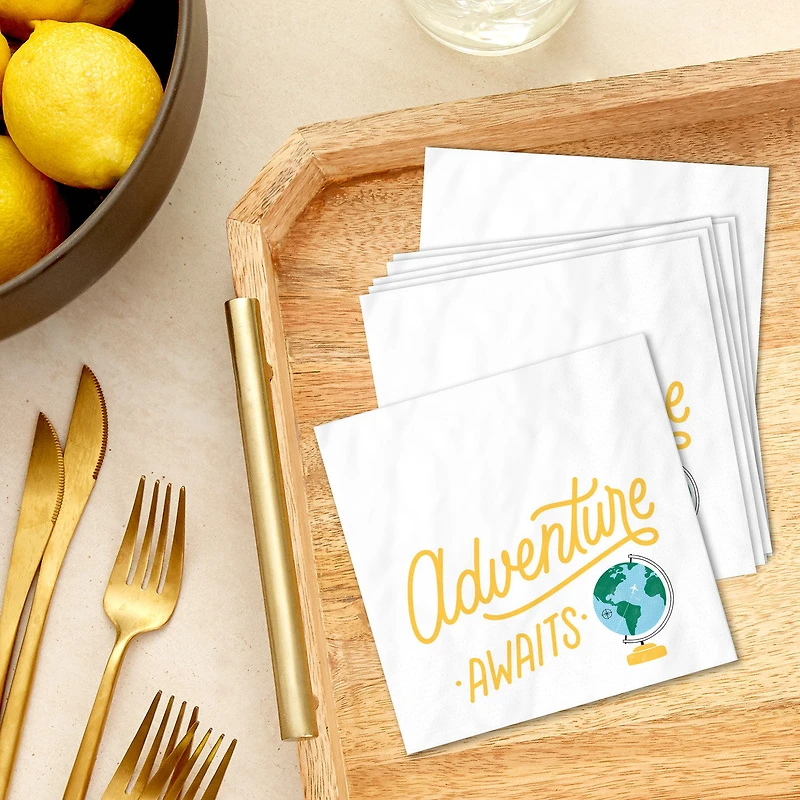 "Adventure Awaits" Globe Graduation Cocktail Napkins, Pack of 20 for only USD 4.49 | Hallmark