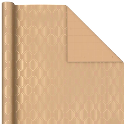 Gold Geometric on Kraft Wrapping Paper Roll, 15 sq. ft. for only USD 6.99 | Hallmark