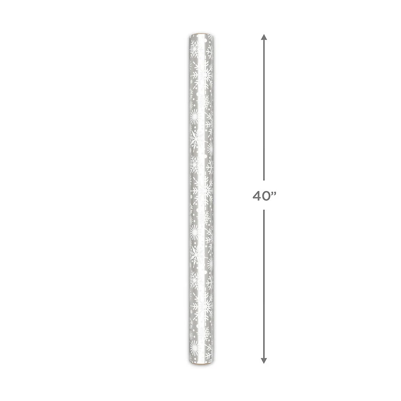 Snowflakes on Metallic Silver Jumbo Holiday Wrapping Paper Roll, 54 sq. ft. for only USD 9.99 | Hallmark