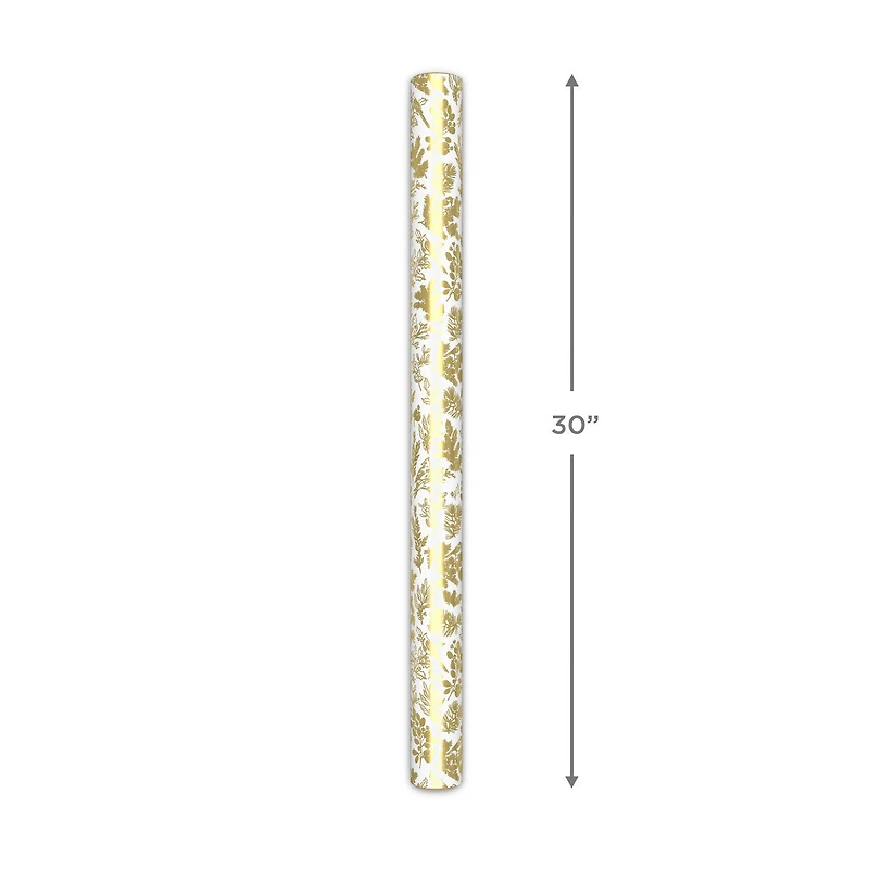 Gold Birds and Botanicals on White Foil Christmas Wrapping Paper Roll, 22.5 sq. ft. for only USD 4.99 | Hallmark