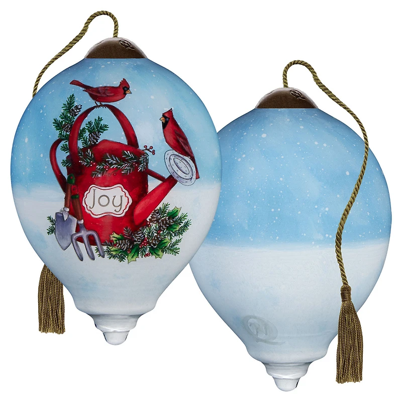 Ne'Qwa Art Cardinals on Watering Can Glass Christmas Ornament for only USD 35.00 | Hallmark