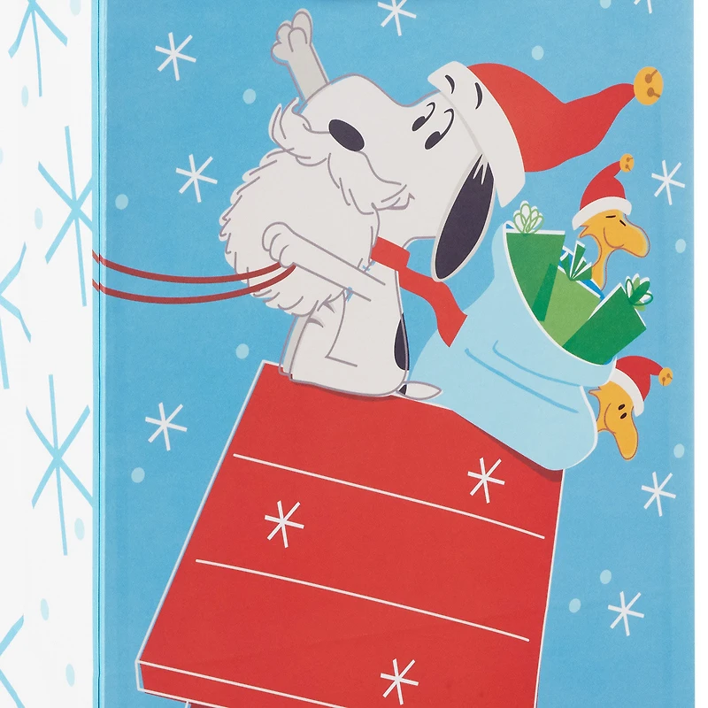 13" Peanuts® Santa Snoopy on Dog House Sleigh Large Christmas Gift Bag for only USD 4.49 | Hallmark