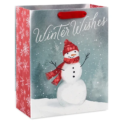 9.6" Winter Wishes Snowman on Gray Medium Holiday Gift Bag for only USD 3.49 | Hallmark