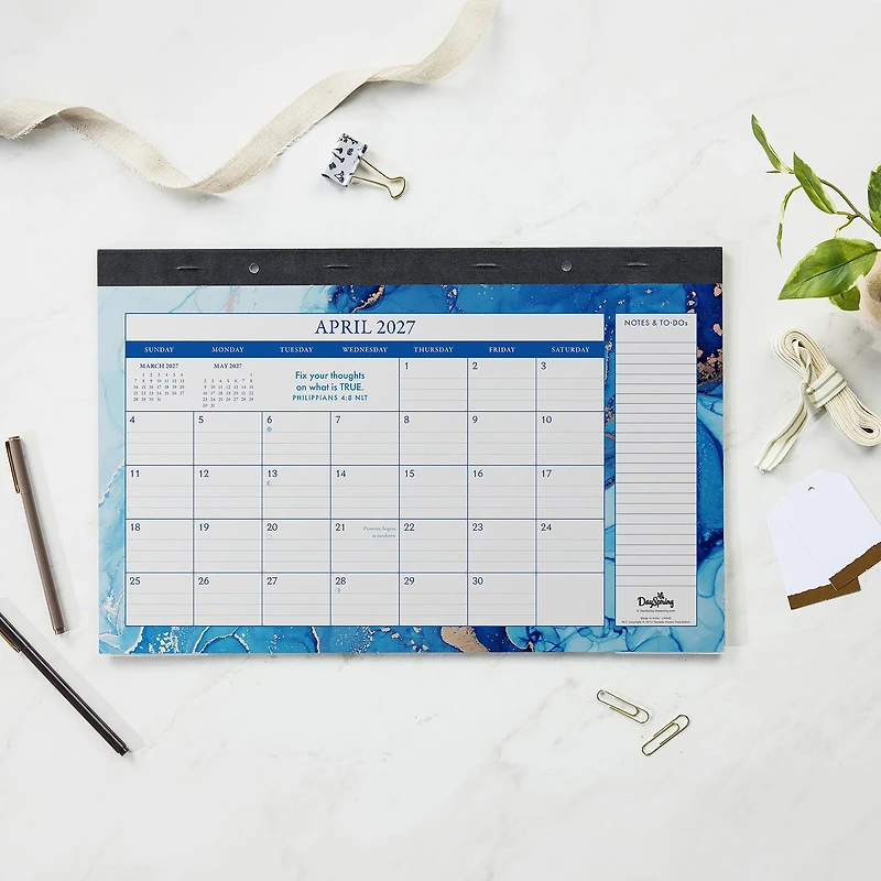 Blue and Gold Marbled 2027 Desk Calendar, 17x11, 12-Month for only USD 11.99 | Hallmark