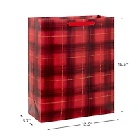 15.5" Red and Black Plaid Extra-Large Holiday Gift Bag for only USD 4.99 | Hallmark
