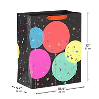 13" Bright Balloons on Black Large Birthday Gift Bag for only USD 5.49 | Hallmark