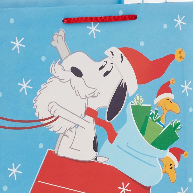 13" Peanuts® Santa Snoopy on Dog House Sleigh Large Christmas Gift Bag for only USD 4.49 | Hallmark