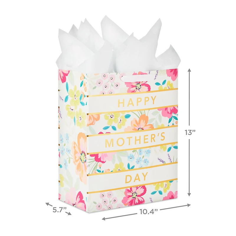 13" Floral Stripe Large Mother's Day Gift Bag With Tissue for only USD 6.99 | Hallmark