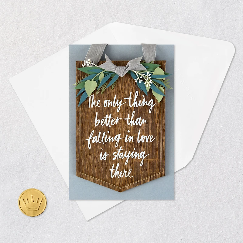 Staying in Love Anniversary Card With Hanging Wood Sign for only USD 9.59 | Hallmark