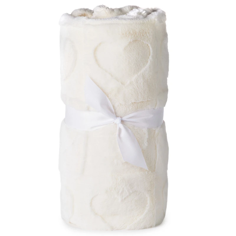 Cream Heart Pattern Plush Throw Blanket, 50x60 for only USD 22.99 | Hallmark