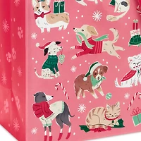 13" Retro Dogs and Cats on Pink Large Christmas Gift Bag for only USD 4.49 | Hallmark