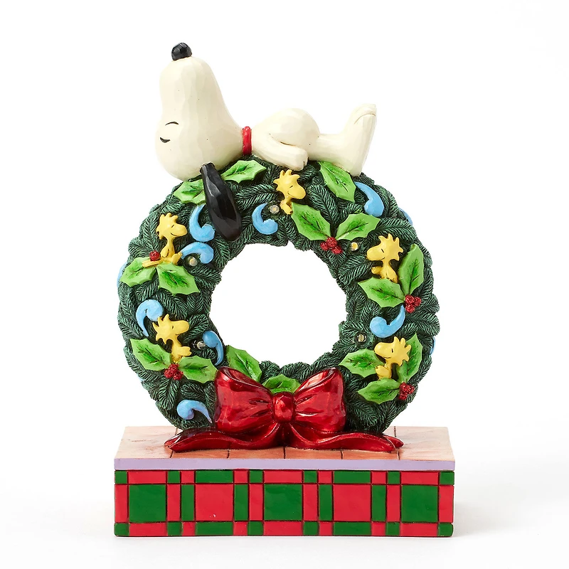 Jim Shore Peanuts Snoopy Sleeping on Light-Up Wreath Figurine, 7.13" for only USD 100.00 | Hallmark